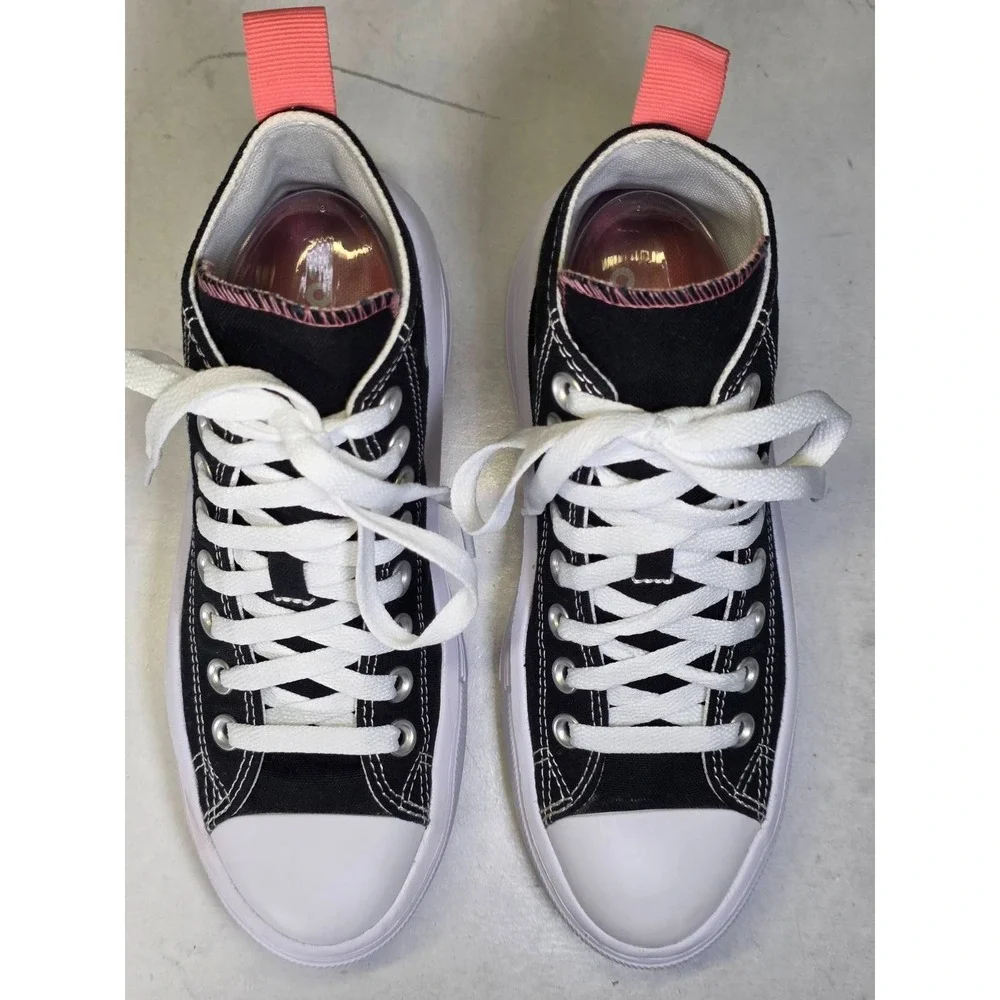 Converse All Star Kids Sneakers Size‎ 4 Black White Pink Platform Shoes 271716C